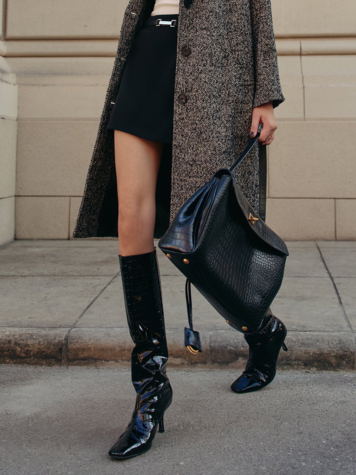Crocodile Pattern Knee High Boots - Image 2