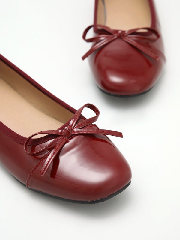 Bowknot Decor Square Toe Ballet Mary Jane Flats - Image 3
