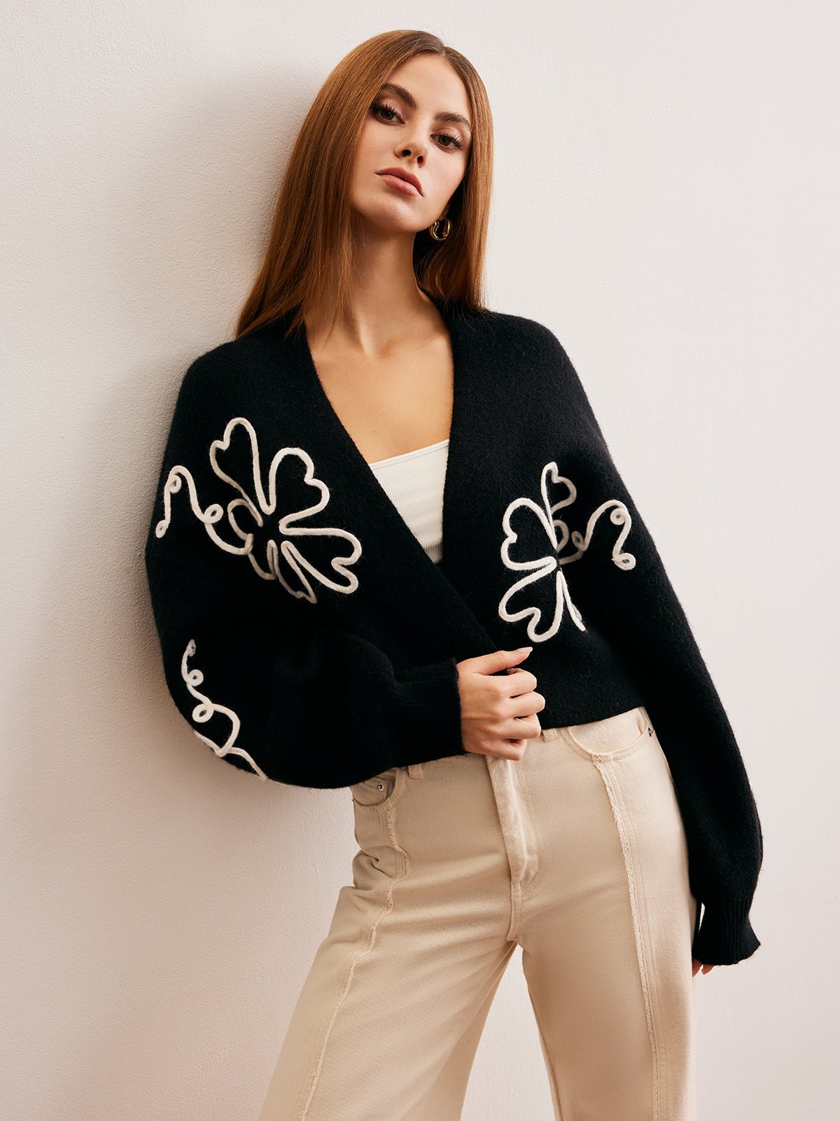 Knit-Floral Short Outerwear - Image 5