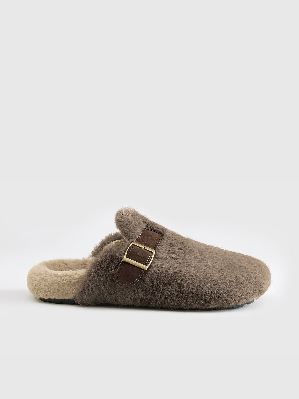 Belt-Design Furry Mule Slippers - Image 2