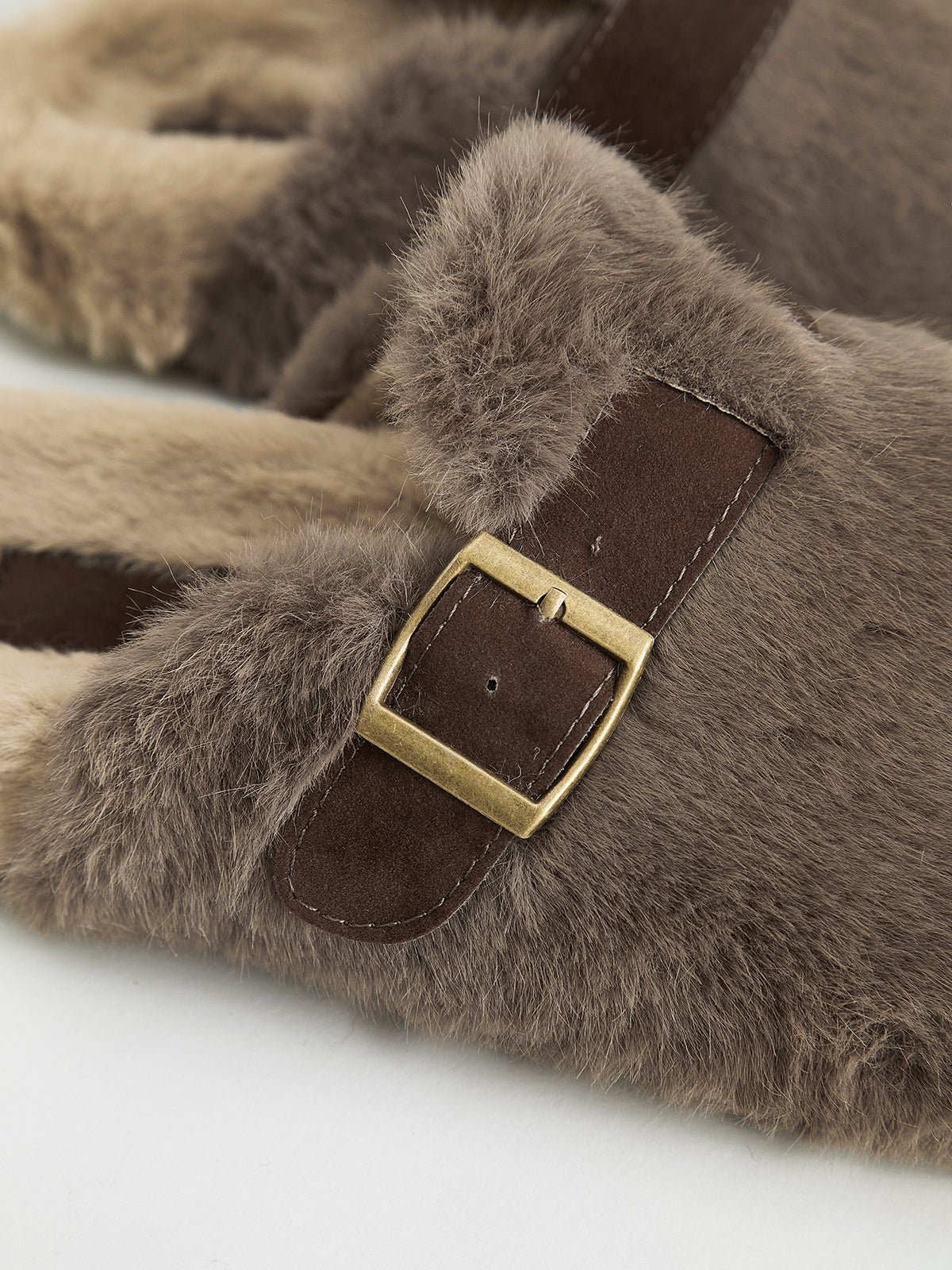 Belt-Design Furry Mule Slippers - Image 3
