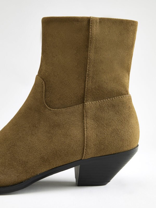 Block Heel Western Zip Ankle Boots - Image 4