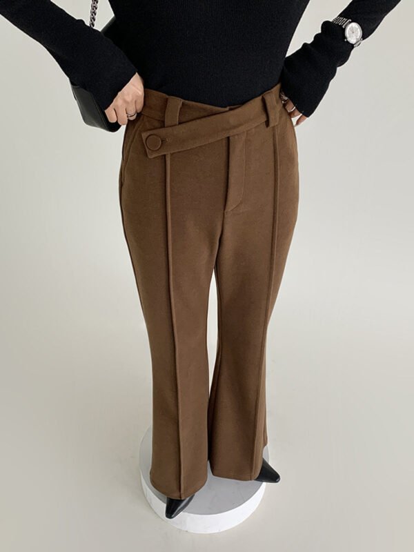 Plain High-Waist Piping Pants - Image 6