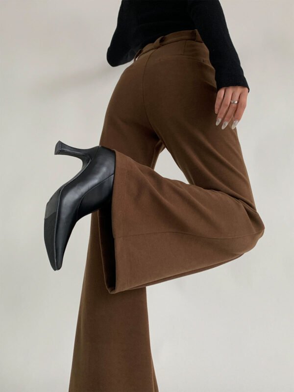 Plain High-Waist Piping Pants - Image 7