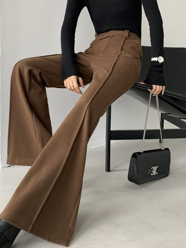 Plain High-Waist Piping Pants - Image 5