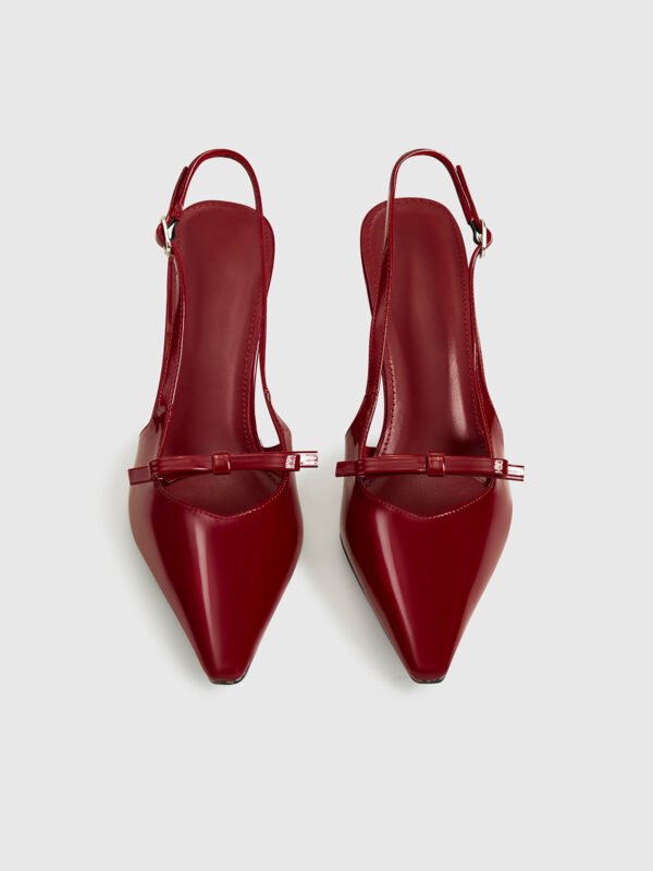 Pointed Toe Bow-Decor Slingback Pumps - Image 4