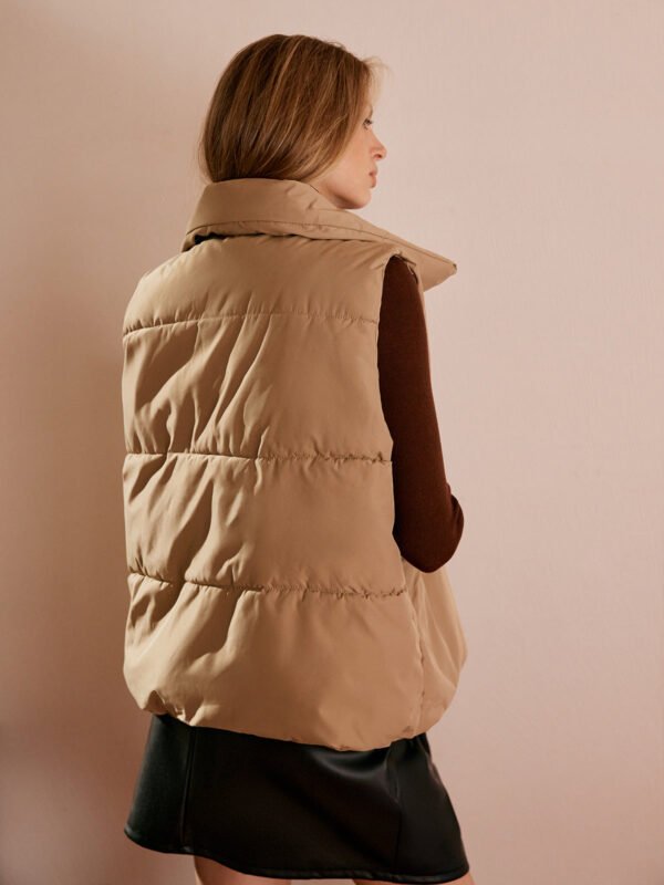 Turtleneck Quilted Zipper Vest - Image 6
