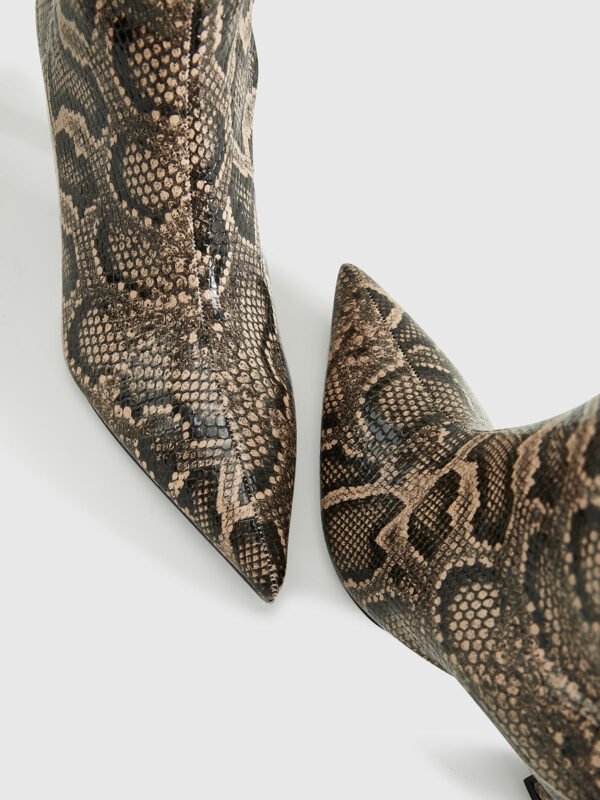 Snakeskin Print Knee-High Boots - Image 6