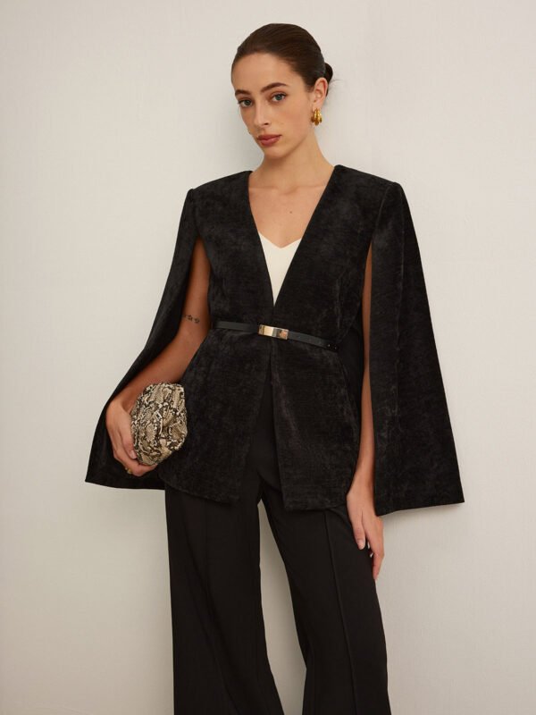 Velvet Belted Cloak - Image 4