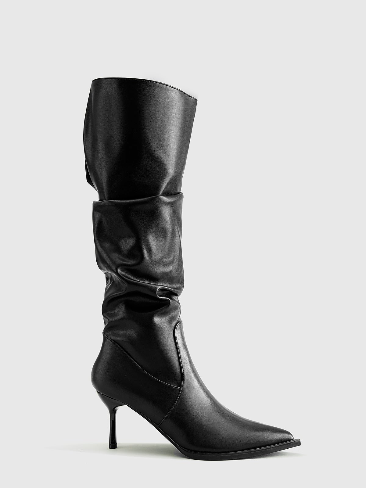 High Heel Ruched Knee-High Boots - Image 4