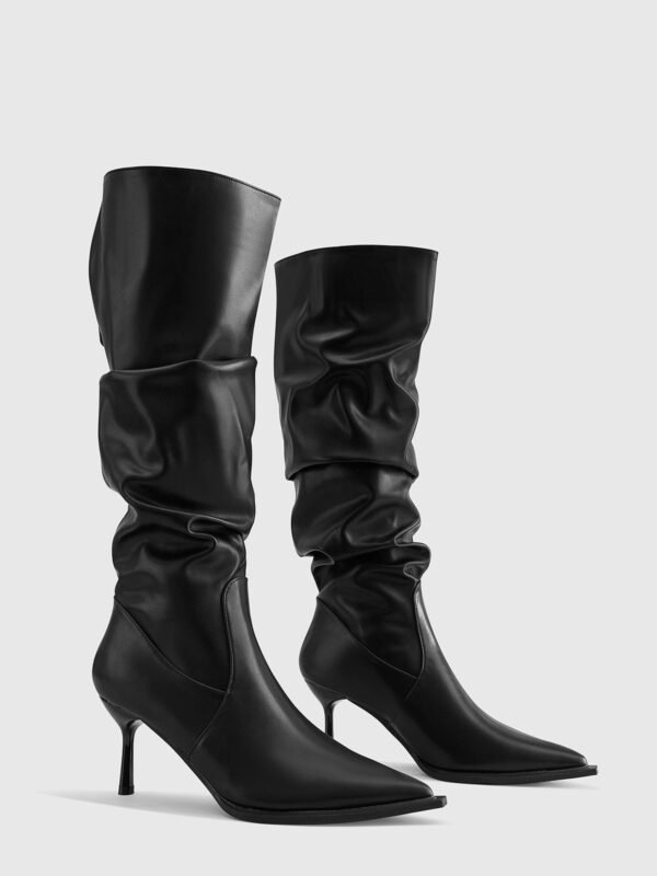 High Heel Ruched Knee-High Boots - Image 2