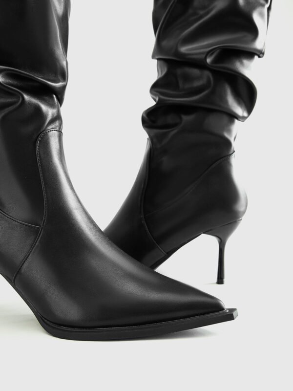 High Heel Ruched Knee-High Boots - Image 5