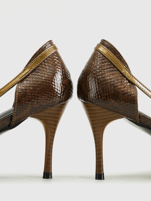Snakeskin Printed Buckle Pumps - Image 7