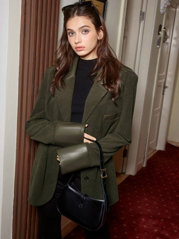 Shoulder Pads Corduroy Panel Blazer
