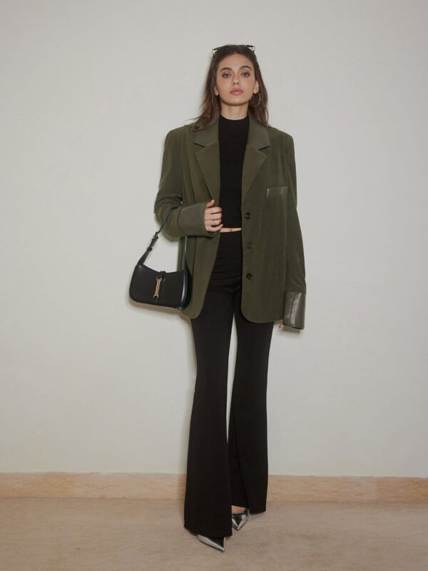 Shoulder Pads Corduroy Panel Blazer - Image 6