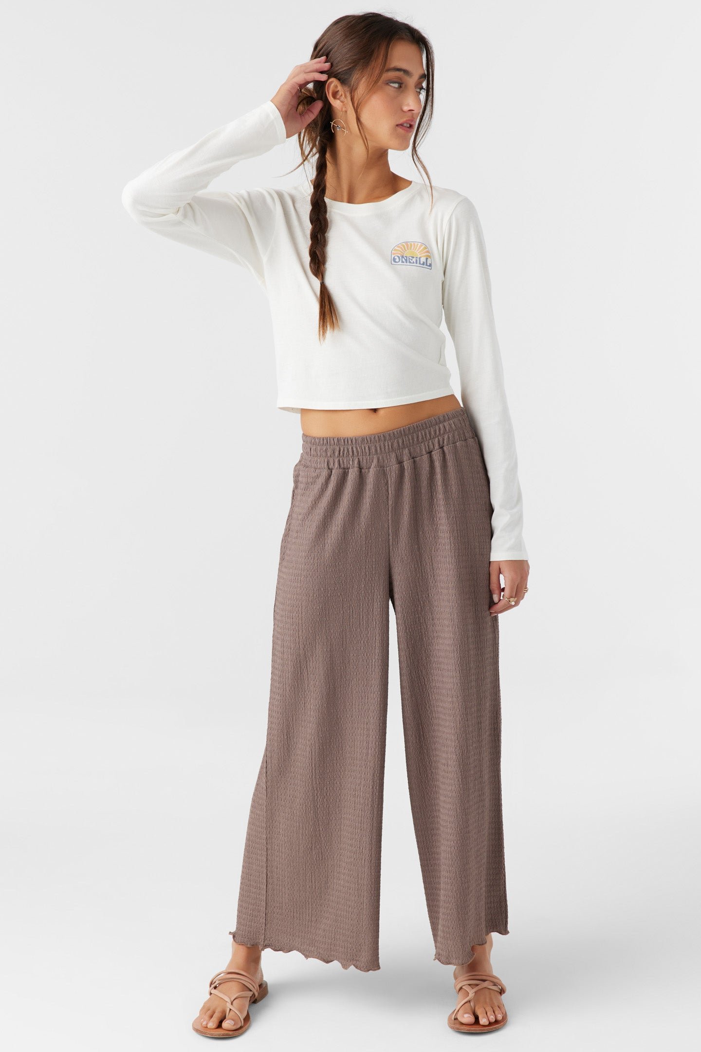 TEXTURED KNIT PULL-ON CROPPED PANTS - Image 7