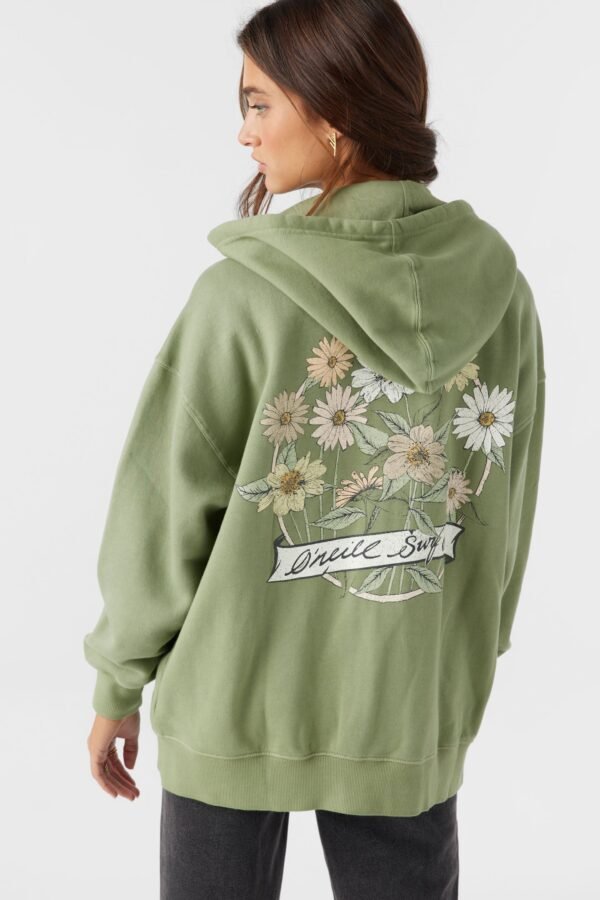 HOODED OVERSIZED ZIP FLEECE JACKET