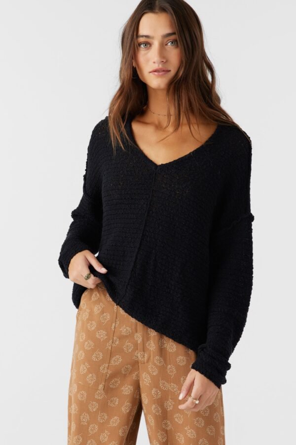 COTTON SLUB V-NECK SWEATER
