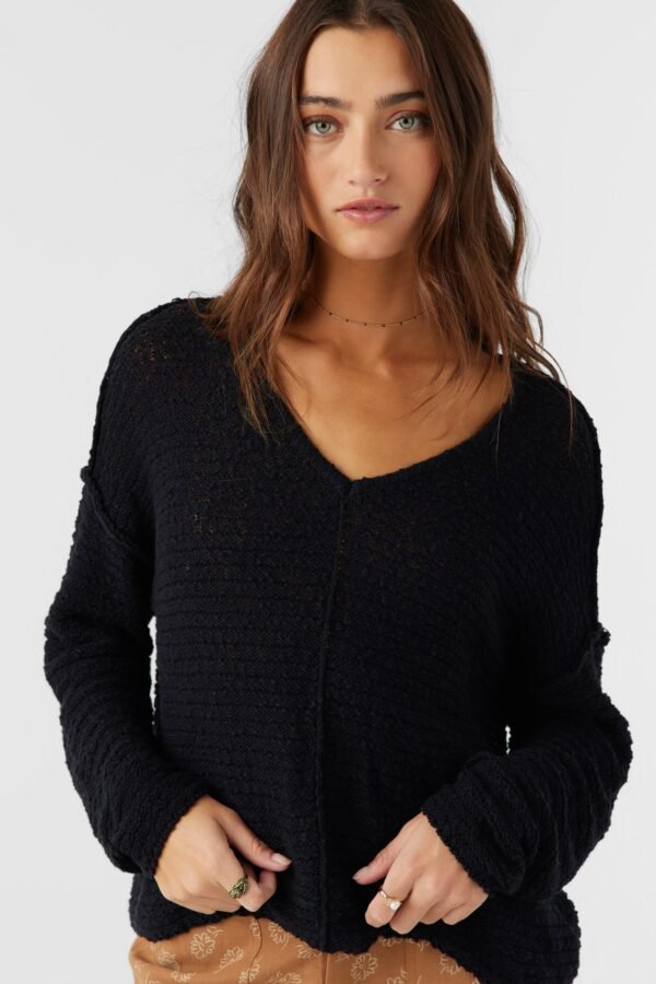 COTTON SLUB V-NECK SWEATER - Image 5
