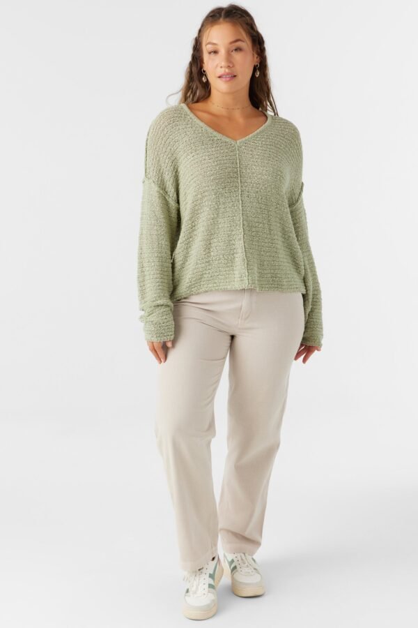 COTTON SLUB V-NECK SWEATER - Image 3