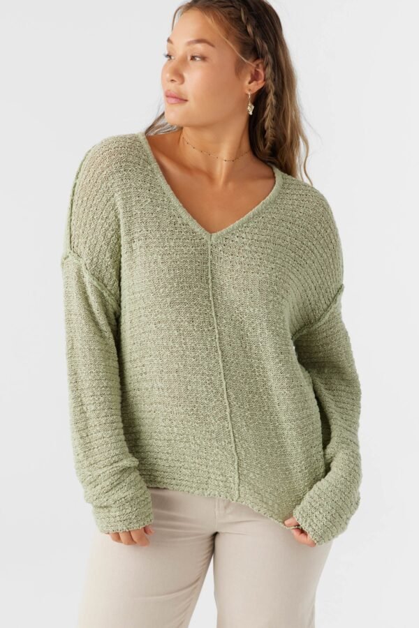 COTTON SLUB V-NECK SWEATER - Image 7