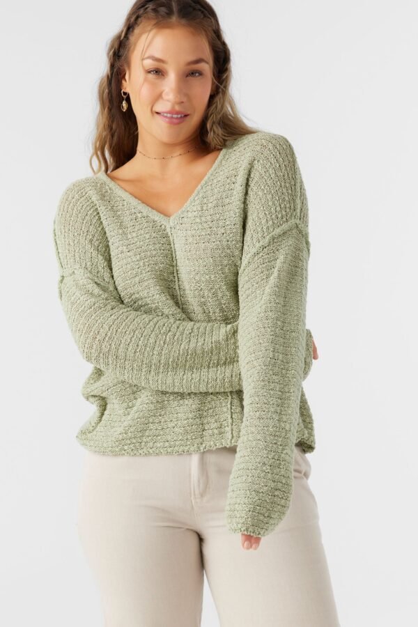 COTTON SLUB V-NECK SWEATER - Image 6