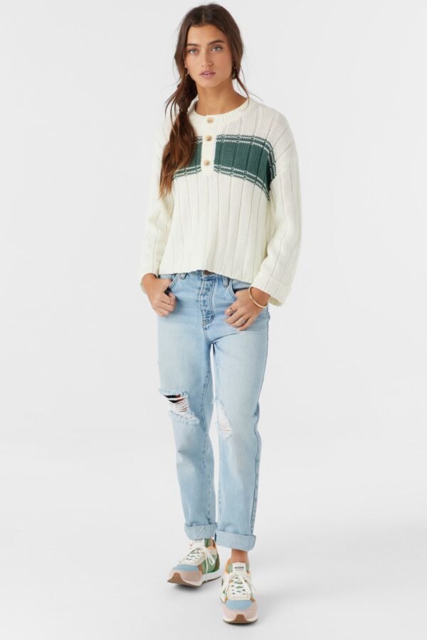 STRIPE HENLEY LONG SLEEVE SWEATER - Image 6