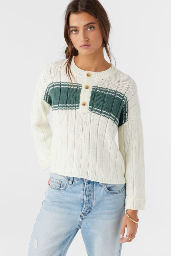 STRIPE HENLEY LONG SLEEVE SWEATER - Image 7