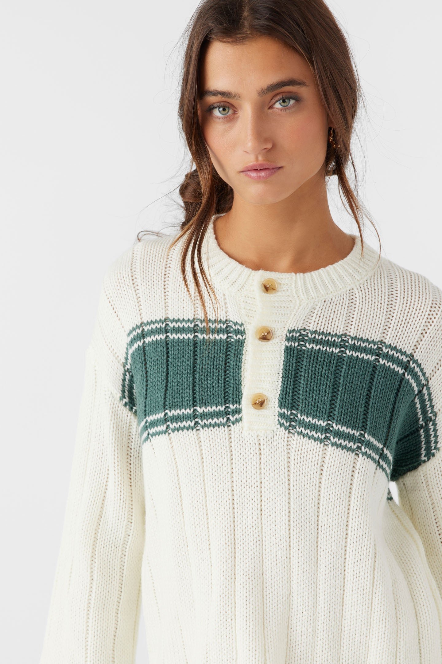STRIPE HENLEY LONG SLEEVE SWEATER - Image 3
