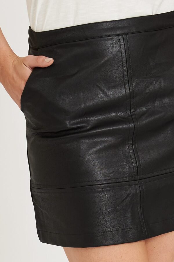 Leatherette Mini Skirt in Black - Image 4