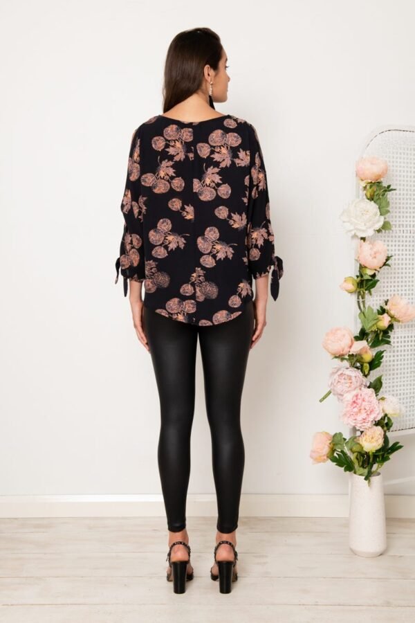Top in Charcoal with Apricot Floral - Image 5